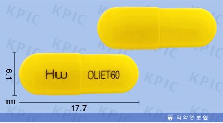 올리엣 캡슐 [60mg] ( Oliet cap [60mg]) | 의약품정보 | 의료정보 | 건강정보 | 서울아산병원